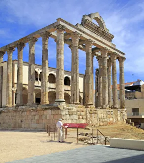 Tempel der Jungfrau im römischen Forum von Mérida in der Region Extremadura Spanien