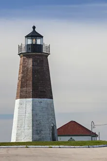 Drucke von Point Judith (Rhodeinsel), Leuchtturmstation der Point Judith Lighthouse Rhode Island Drucke: Die USA, Rhode Island, Leuchtturm von Point Judith