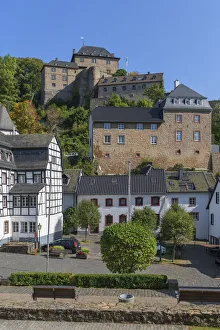 German Half Timbered Houses Drucke: View at the Blankenheim castle, Eifel, North Rhine Westphalia, Germany