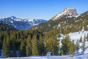 Austrian Alps Scenery Drucke: View at Einstein mountain and Aggenstein mountain, Tannheim valley, Allgaau, Tyrol