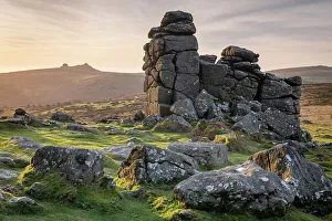 Devon Drucke: Blick vom Hound Tor in die Richtung von Haytor im Dartmoor Nationalpark in der Grafschaft Devon im Vereinigten