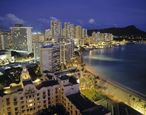 Drucke von Waikiki Strand in Honolulu auf der Insel Oahu im hawaiianischen Archipel und den Vereinigten Staaten Hawaii Drucke: Waikiki Strand