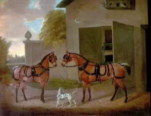 Bildende Kunst Drucke: Wagen, Pferde und Hunde