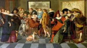 Drucke von Künstler : Hals, Dirck Titel : Eine niederländische Feier Datum : ca.1620 Ursprüngliche Medien und Größe : Öl auf Leinwand 43,2 x 78,4 Dirck Hals Drucke: Eine niederländische Partei