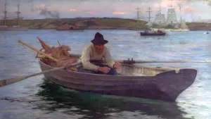Drucke von Künstler : Tuke, Henry Scott Titel : Der Fischer Datum : 1888-1890 Ursprüngliche Mittel und Größe : Öl auf Leinwand , 116,8 x 198,1 T Drucke: Der Fischer