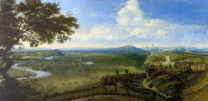 Drucke von Öl auf Leinwand, 58,4 x 120,7 cm S Drucke: Blick auf Nottingham vom Osten - Jan Siberechts (zugeschrieben)