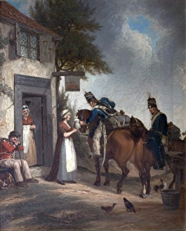 Drucke von Künstler : Atkinson, John Augustus Titel : Soldaten erfrischen Datum : um 1805 Ursprüngliche Mittel und Größe : Öl auf Leinwand , 50,8 x 43,5 John Atkinson Drucke: Soldaten Erfrischend