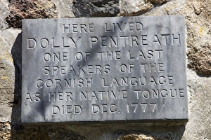 Cornwall Heritage Photography Drucke: A plaque in mousehole, Cornwall