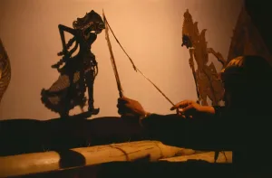 Indonesien Jawa Schattenpuppen Weißes Leder-Schattenspiel Aufführung
