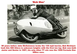 Drucke von Fünfzig Jahre vordem John McGuinness die Barriere von 130 mph überschritt, brach Bob McIntyre mit diesem fünfhundert Gilera zu unbekannten Höhen auf und erreichte damit das erste Tondurchsatz John McGuinness Drucke: Bobby Mack