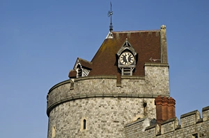 Berkshire England Landmarks Drucke: Castle tower with clock, Curfew Tower