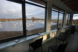 Whooper Swan Habitat Drucke: Interior of birdwatching observatory
