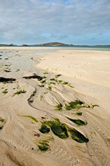 UK Beach Landscapes Drucke: Stream flowing across beach at low tide