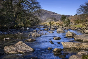 North West England Landscapes Drucke: View of river with The Pike in background