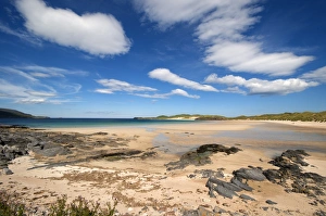 Scottish Beaches Drucke: View of sandy beach, Durness Beach, Durness, Sutherland, Highlands, Scotland, july