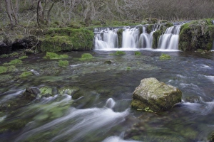 European Nature Reserves UK Drucke: View of waterfall and rock in river