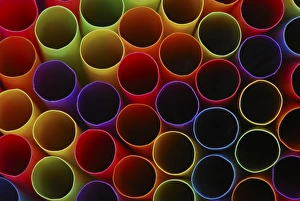 Multicolored Drinking Straws Drucke: Abstract of ends of multicolored drinking straws