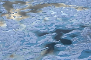 Arctic Coastline Photography Drucke: Aerial of multi-layer ice during summer evening, off National Petroleum Reserves