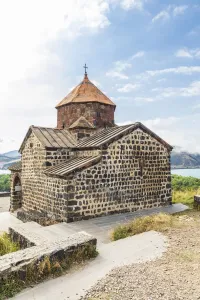 Christian Architecture In Asia Drucke: Armenia, Sevan. The church of Surp Astvatsatsin at the Sevanavank Monastery complex