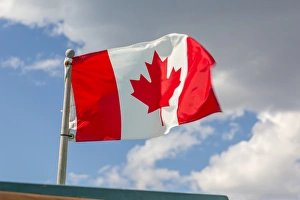 Kanadische Rocky Mountains Drucke: Kanada, Alberta, Jasper-Nationalpark Kanadischer Flagge
