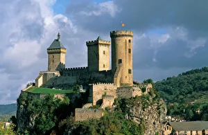 Southern France Landmarks Drucke: Chateau Comtal (Chateau of the Counts of Foix). Foix; Ariege; France