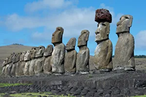 Chile, Osterninsel,Hanga Nui. Rapa-Nui-Nationalpark,Ahu-Tongariki(alsTonariki)