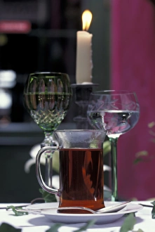 European Still Life Photography Drucke: Germany, Warnemunde. Cafe table