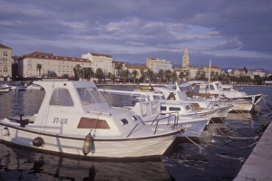 Yacht Harbor In Europe Drucke: The harbor at Split is lined with many modern looking boats. Central Dalmatian Coast