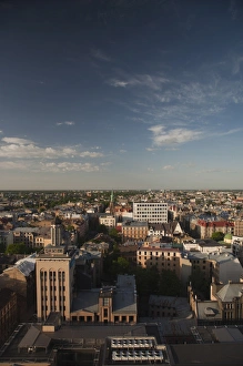 Baltic Sea Coastal Town Drucke: Latvia, Riga, elevated view of New Riga, late afternoon