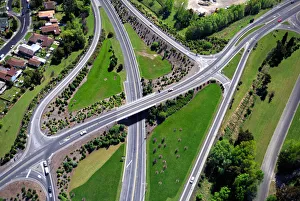 Drucke von Autobahnenkreuzung in Mosgiel nahe Dunedin aus der Luft Bilder Datiert 2007 März: Autobahnenkreuzung in Mosgiel nahe Dunedin aus der Luft