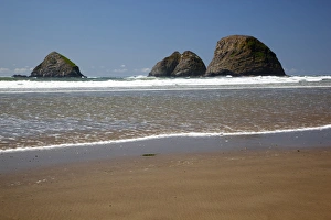 Pacific Northwest Coastline Drucke: OR, Oceanside Beach State Wayside, Oceanside Beach and seastacks