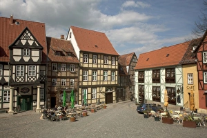 Outdoor Cafes In Europe Drucke: QUEDLINBURG18191-2012-BARTRUFF. CR2 - Typical Quedlinburg, Germany Old Town Square