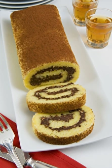 Chocolate Sponge Cake Drucke: Roll of sponge cake with chocolate
