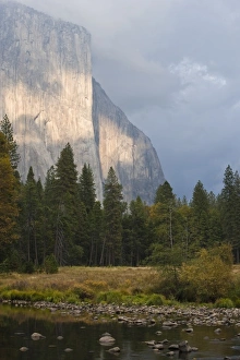 Golden Hour Landscape Drucke: Storm Clouds surround El Capitan, Yosemite National Park, California