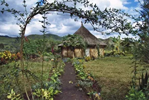 Papua New Guinea Culture Drucke: A village in