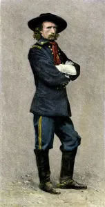 Drucke von Generalmajor George Armstrong Custer.Holzstich-Abbildung einer Mattew-Bry-Malerei Nesophontidae Drucke: Georg Aloysius Custer