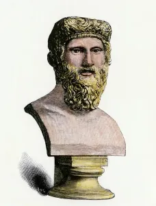 Platon Drucke: Platons Kopf, handgefärbtes Holzstich des 19.Jh