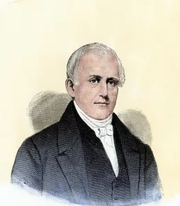 Drucke von Samuel Slater, bekannt als der Vater der amerikanischen Manufaktur. 'Handfarbener Holzschnitt' Industrielle Drucke: Samuel Slater, bekannt als der Vater der amerikanischen Fabrikation.