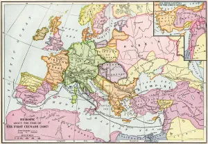 Karten Und Diagramme Drucke: Mittelalterliches Europa am Beginn der Kreuzzüge