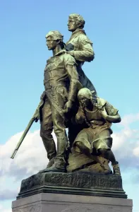 Drucke von Entdecker Meriwether Lewis und William Clark mit ihrem indigenen Führer Sacagawea. Digitale Fotografie einer Bronzestatue in Charlottsville, Virginia William Clark Drucke: Entdecker Meriwether Lewis