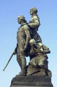 Drucke von Entdecker Meriwether Lewis und William Clark mit ihrem natürlichen Führer Sacagawea. Digitale Fotografie eines Bronzestatuetten in Charlottsville, Virginien William Clark Drucke: Entdecker Meriwether Lewis