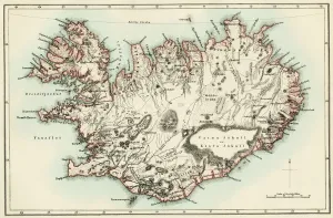 Karten Und Diagramme Drucke: Islandkarte des Jahrhunderts