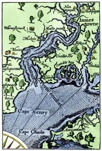 Karte Drucke: Johns Karte von Jamestown