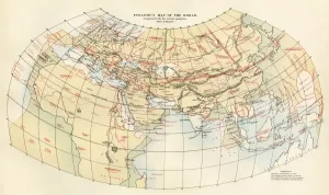 Map Of Ancient Civilizations Drucke: Ptolemys map of the world shown in red