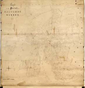 West Sussex Drucke: Titelkarte von Balcombe, 1842