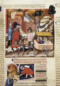 Gothic Art Miniature Painting Drucke: 'Codex Iustiniani' or 'Justinian Codex' (1350)