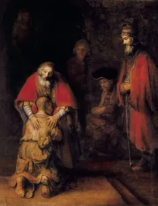 Drucke von Ein Meisterwerk der Barockzeit: 'Der zurückkehrende Prodigal' von Rembrandt, 1668, Öl auf Leinwand Rembrandt Drucke: Rembrandt, Harmenszoon van Rijn