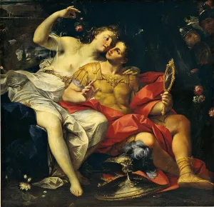 Eighteenth Century Oil On Canvas Drucke: Rinald and Armida (Rinaldo e Armida)