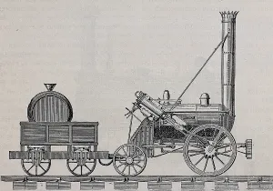 Industrial Revolution Machinery Drucke: Rocket steam engine designed by Stephenson