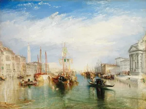 VENEDIG, VOM BALCON DER MADONNA DELLA SALUTE, von Joseph Turner. Britisch, Gemälde, 1835, Öl auf Leinwand. Die Aussicht geht nach Osten in Richtung Boote auf den Grand Canal mit der St